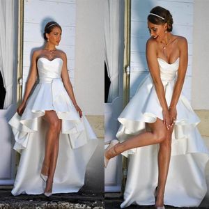 Sexy Simple Plus Size A Line Abito da sposa Sweetheart Ruffles Pieghe Hi-Lo Abiti da sposa Abiti da sposa Vestido De Novia Custom Made