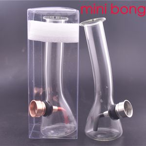 Mini Glass Tobacco Water Bongs Metal Bowl Mini Travel Pocket Glass Oil Burner Pipe For Smoking Dry Herb