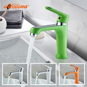 Accoona Colorful Basin Faucet Tap Mixer Finish Brass Pursel Sick Sink Water Batucets Chrome Modern Waterfall Faucets T200107