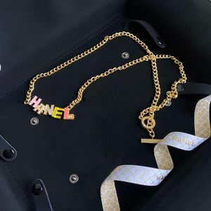 C-Letter 18K Gold Plated Brass Copper Necklace Fashion Women Designer Necklaces Choker Pendant Chain Crystal Imitation Pearl Wedding Jewelry B321