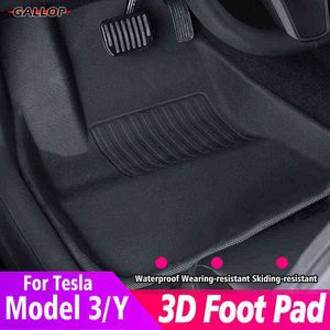 För Tesla 2021-2022 Model Y Car 3D Foot Pad Golvmattor Trunk Mat Seat Anti Kick Storage Cover Interior Dekoration Tillbehör H220415