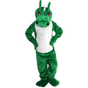 Dragon Mascot Costume Unisex Plush Green Dinosaur Animal Costume Tecknad karaktär Kostym Vuxen Mascot Party Halloween