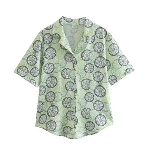 Women's Polos Elegant Top 2022 Summer Fashion Lemon Print Short Sleeve Shirt Casual Collar Button Lapel Large Size Loose