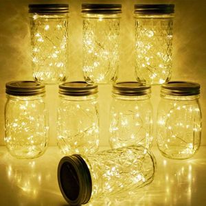 Strings 3/4/6/8 Pack Solar Jar Lid Light 20 LED 2M Power Copper Wire Waterproof Panel Fairy Lights LidsLEDLED Strings