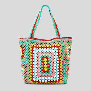 Large Paisley Crochet Women Shoulder Bags Knitting Tote Casual Lady Handbags Bohemian Summer Beach Big Shopper Purses 220512