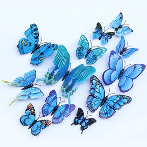 12pcs/lote pvc artificial colorido decoração de borboleta decoração de jardim stakes spinners de vento simulação