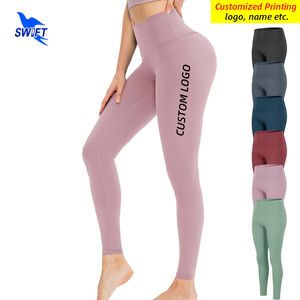 Summer Quick Dry Elastic High Waist Running Tights Women Push Up Fitness Yoga Pants Gym Leggins Sport Training Bottoms Customize 220608