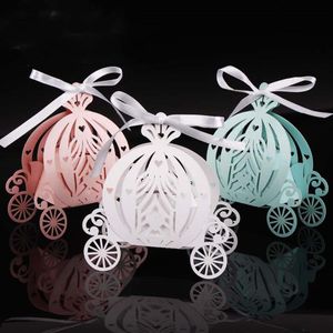 Wholesale pumpkin carriages for sale - Group buy 2019 Laser Cut Pumpkin Carriage Wedding Candy Favor Box Pearl Color Paper Candy Box Baby Shower Birthday Gift246j