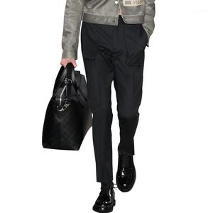 メンズパンツ27-44 2022衣類ヘアスタイリストブリティッシュフサヒオンビッグポケットウールズボンカシミアカジュアルプラスサイズの衣装
