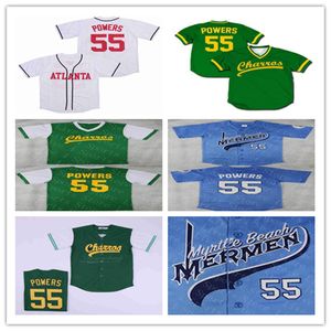 Męskie meksykańskie koszulki baseballowe Charros Kenny Powers zielone białe Atlanta #55 Eastbound i Down koszule z programami telewizyjnymi