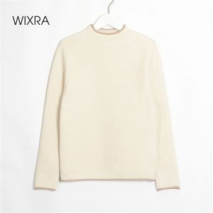 Wixra Womens Sticked Pullover tröja damer Långärmad grundläggande sammet jumpers Autumn Spring Fashion Tops 201224