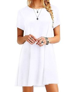 Дизайнерская юбка для одежды Лето сексуальное белое платье для свадьбы Вестидос Кансы Бохо пляжные платья О-образной вечеринку с коротким рукавом с коротким рукавом свободное мини-платье и размер женской одежды