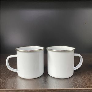 12 oz süblimasyon emaye kupa ısı transferi emaye fincan saplı kahve kupaları dh985