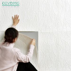 3D Stripe Wall Stickers PVC Self-Adhesive Wallpaper Living Room Roof Ceiling Decor Wallpaper Contact Paper Wallcovering Panel 201009