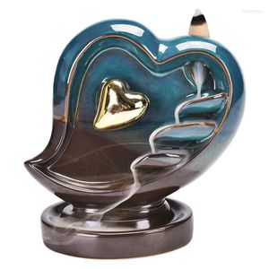 Fragrance Lamps Heart Design Ceramic Smoke Backflow Incense Burner Holder Portable Handicrafts Censer Home Decoration Aroma GiftFragrance