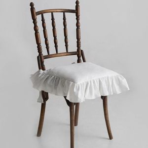 Pillow Case 2PCS Customizable Princess Frill Cotton Chair Cushion Cover Ruffles Seat Mat Cover Flouncing Dinning Pat Decor 220623