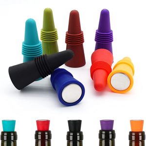 Utensili da bar Tappi per vino in silicone riutilizzabili Tappi per bottiglie di bevande frizzanti Tappo con impugnatura superiore per mantenere il vino fresco Toppers salva-fizz professionali 8 colori