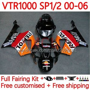 Bodywork Kit för Honda VTR1000 RC51 SP1 SP2 RTV1000 2000-2006 BODS 110NO.22 VTR-1000 00 01 02 03 04 05 06 VTR 1000 2000 2001 2002 2002 2003 2004 2005 2006 Fairing Hot Orange