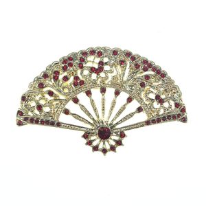 100st/Lot Zink Alloy Rhinestone Crystal Fan Shape Brosches Multicolor Stones Brosch Pins For Women