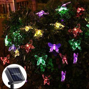 Strängar LED Solar Light Outdoor Garland 20/30/50 Honey Bee Christmas String Lights Fairy Year Decorations 2022 Noelled