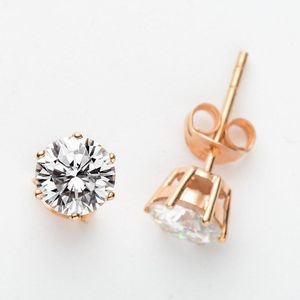 Stud Rose Gold Earrings DF Color Moissanite Jewelry Custom Made Engagement Anniversary Classic 6 StudsStud StudStud