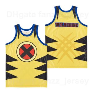 Filme em branco X Man Wolverine Jerseys Basquete HipHop Rap Team Cor Amarelo para Fãs do Esporte Respirável HipHop University Puro Algodão À Venda