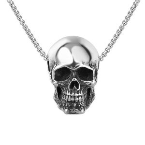 Colares pendentes MEGIN D Aço inoxidável Titanium ins Simple Skull Hip Hop Punk Collan Colar para homens Mulheres Casal Gift Jewelrypen