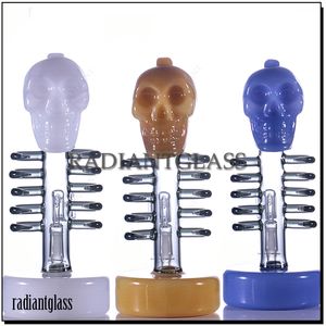 Novalty Quartz Glass Mini Bong Hookah Centipe Skull Groothandel Bongs China met mm vrouwelijke kom rokende pijp geel