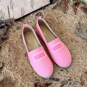 Starboard flat luxury designers Espadrilles Pink Logo shoes JUTE spring summer Canvas flats loafers hand made shoe for women casual luxe lounge factory footwear