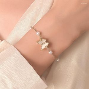 Link Chain Ins Pearl Shell Butterfly Bracelet For Women French Light Luxury Niche Design Student Girlfriend Fashion JewelryLink Lars22