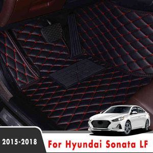 Hyundai Sonata LF 2018 2017 2016 2016 CAR FLOOR MATSインテリアレザーカーペットオートアクセサリースタイリングカスタムラグを保護するH220415