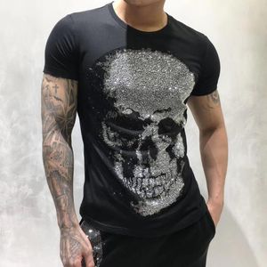 ingrosso Duyou-T shirt maschile Duyou Mens Designer magliette uomini Magliette a manica corta Rhinestone Big Skull Maglietta maschi