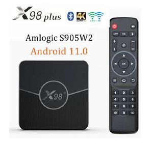 Smart TV Box X98 Plus Android 11 4GB RAM 64GB 32GB AMLOGIC S905W2 2.4G / 5G Двойной Wi-Fi BT 4K 60FPS LAN 100M Установите верхнюю коробку 2 ГБ 16 ГБ