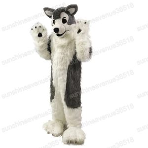 Halloween cinza husky cão mascote figurino de desenho animado personagem carnaval festival vestido chiques natal