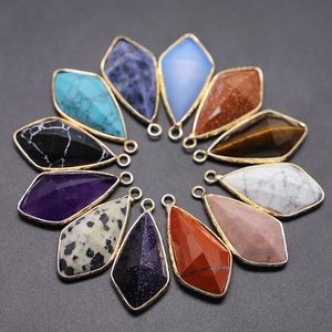 Pendant Necklaces Natural Stone Pendants Drop Shape Exquisite Opal Turquoise Agates Charms Jewelry Making DIY Necklace Bracelet Accessories