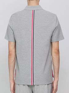 2022 Summer Polo Shirt Solid White Black Back Vertical Stripes T Shirts Female Basic Korean Design Tops Button Turn down Collar High Quality Men Clothing
