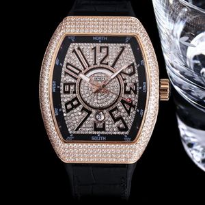 Diamond Tonneau zegarki Automatyczne zegarek mechaniczny Sapphire Crystal Japończyk Wodoodporna luksusowa zegarek męski
