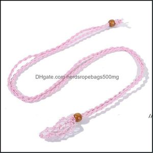 Party Favor Event Supplies Festive Home Garden Hand-Woven Necklace Wax Line Cord Woven Pendants Diy Jewelry Crafts With Wood Pärlor Kvinnor