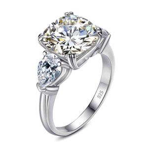 Massiv 5 ct kudde Moissanite ring kvinna d färg sterling silver 925 med stora sten certifierade lyx smycken för engagemang