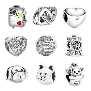 Yepyeni Popüler 925 STERLING Gümüş Hug Kaktüs Ferris Wheel Dog Cat Cross Fit Charm Boncuk Bilezik Pandora DIY Takı