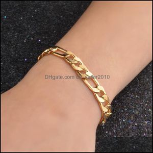 Chains Gold Bracelet Men 3/1Nk Chic Explosion Models 18K Plating Copper Jewelry Electroplating Figaro 8Mm Mens Bracelets Dhseller2010 Dh5Oc