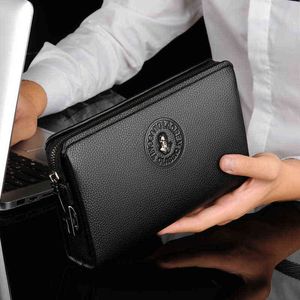 Nuova borsa da uomo Clutch Borse Anti-Loheft Lock Business Worthets maschio Zipper Portafoglio di grande capacit￠ per uomini Portafoglio Uomo H220422