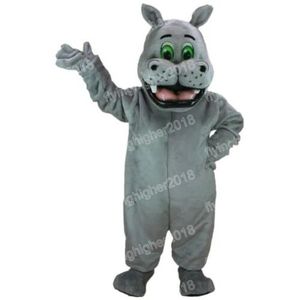 Hallowee Grey Hippo Mascot Costume Cartoon Anime Tema Personagem Carnaval Adulto Vestido Unissex Christmas Fanche Desempenho Vestido de Festa