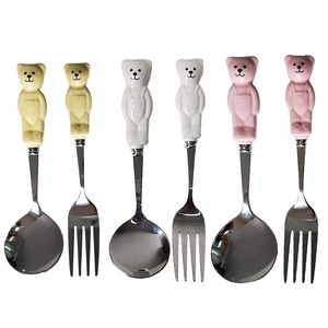 2PCS Set 304 Stainless Steel Coffee Spoon Watermelon Ice Cream Tea Dessert Fork Children Creative Tableware 220708