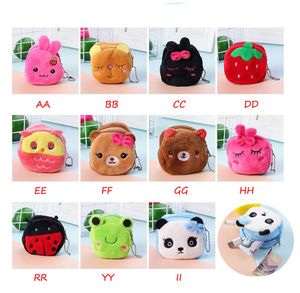 Small Bags Cartoon strawberry panda plush coin purse cute anime coin purse keychain Wallets case For school gift