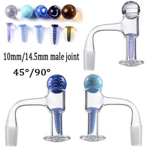 Terp Slurper Beveled Edge Quartz Banger Smoking Accessories Seamless Fully Weld US Grade Blender Spain Banger Nails With Glass Marble 10mm 14mm Male Joint 45° 90°