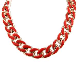 Kedjor fiskskak akryl långkedjiga krage halsband för kvinnor vintage röd färg chunky choker halsband 2022 mode juvelrychains