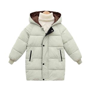 Chłopcy dziewczęta w dół płaszcz zima nastolatki dzieci bawełniane parka i kurtki grubsze ciepłe długie kurtki dla dzieci odzież wierzchnia J220718