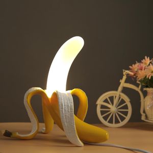 テーブルランプバナナライトリビングルーム用アートデコンガラスランプシェード照明器具ベッドルームバーの装飾LEDナイトスタンドランプ可能