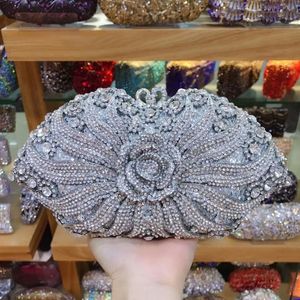 Evening Bags Women Gold/silver/purple Crystal Diamond Wedding Bride Prom Party Cocktail Clutch Small Purse WalletEvening